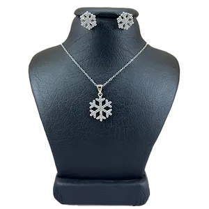 نیم ست نقره زنانه مدل دونه برف درشت کد 87874545