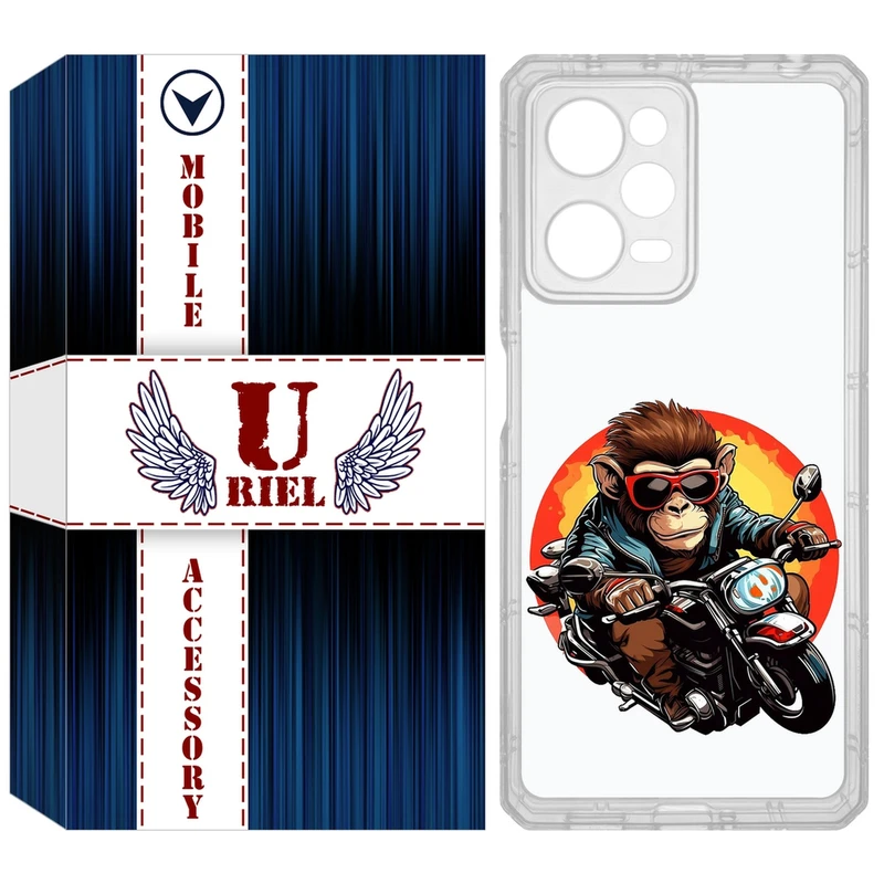 کاور یوریل مدل Clear کد 32 طرح میمون موتورسوار مناسب برای گوشی موبایل شیائومی Poco X5 Pro / Redmi Note 12 Pro / Note 12 Pro Plus