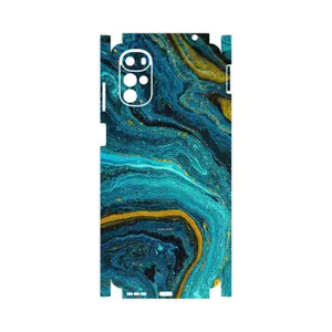 MAHOOT Turquoise marblewith golden streaks-FullSkin Cover Sticker for Motorola Moto G22
