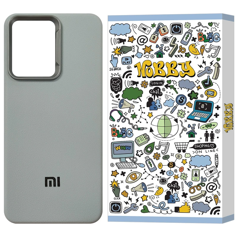 کاور نابی مدل قاب Leather Design طرح چرمی مناسب برای گوشی موبایل شیائومی Redmi Note 13 Pro 4G / Poco M6 Pro 4G