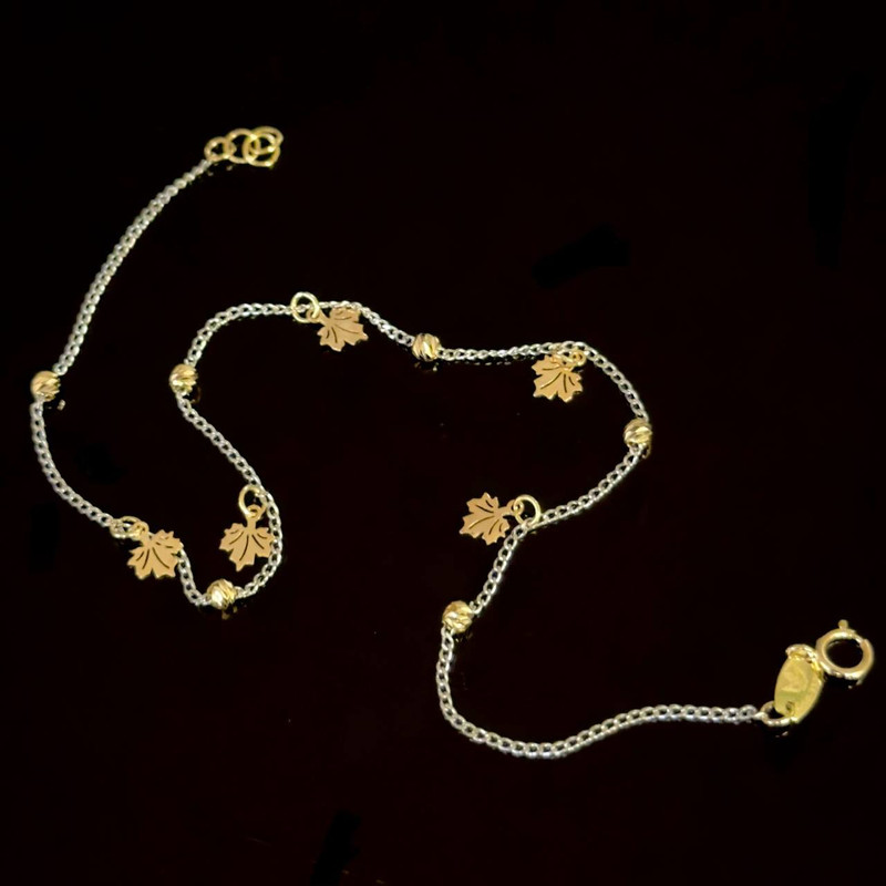 پابند طلا 18 عیار زنانه مدل P007 طرح آویز برگ پابند طلا 18 عیار زنانه مدل P007 طرح آویز برگ