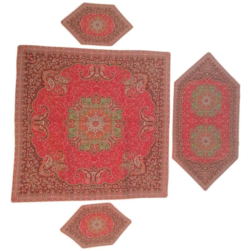 ست 4 تکه رومیزی ترمه مدل ترنج