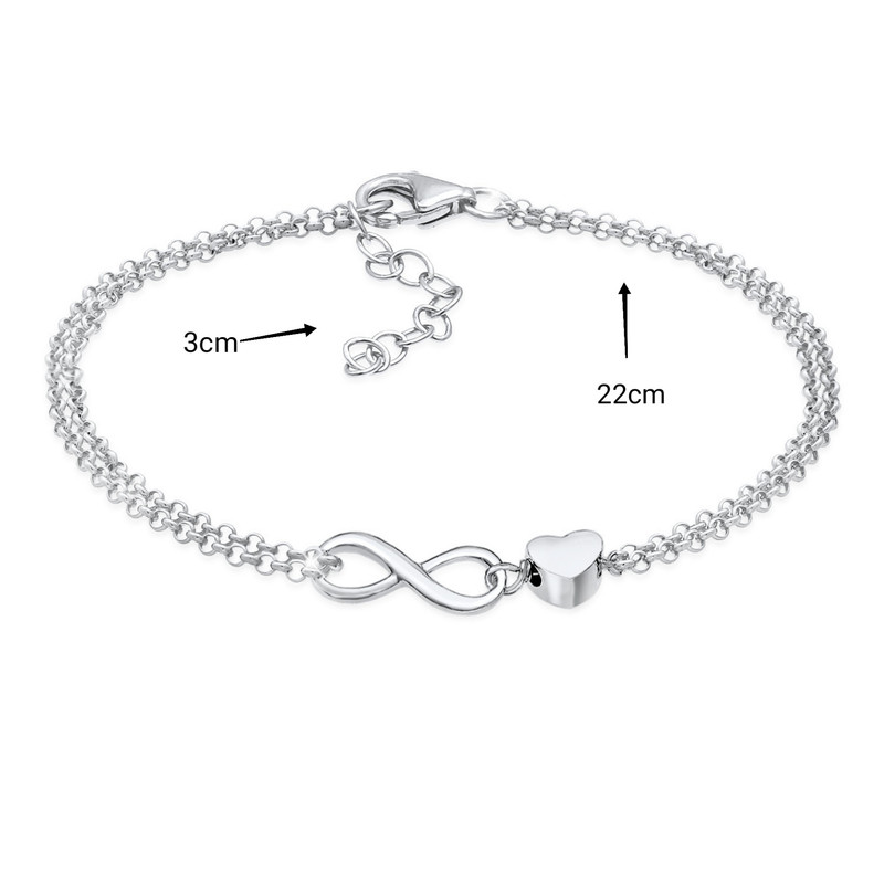 پابند نقره زنانه مدل بی نهایت قلب