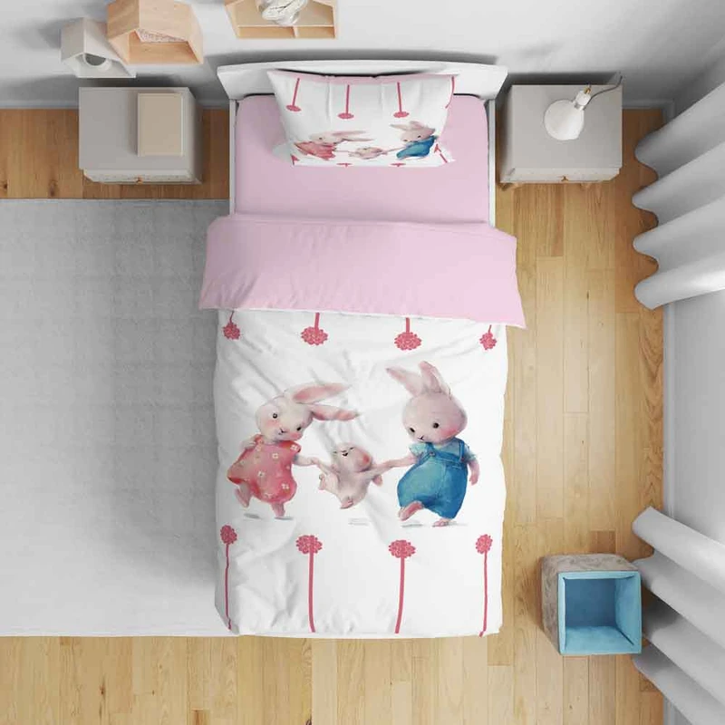 سرویس روتختی نوپه هوم مدل خانواده خرگوش ها T6030 تک نفره 5 تکه