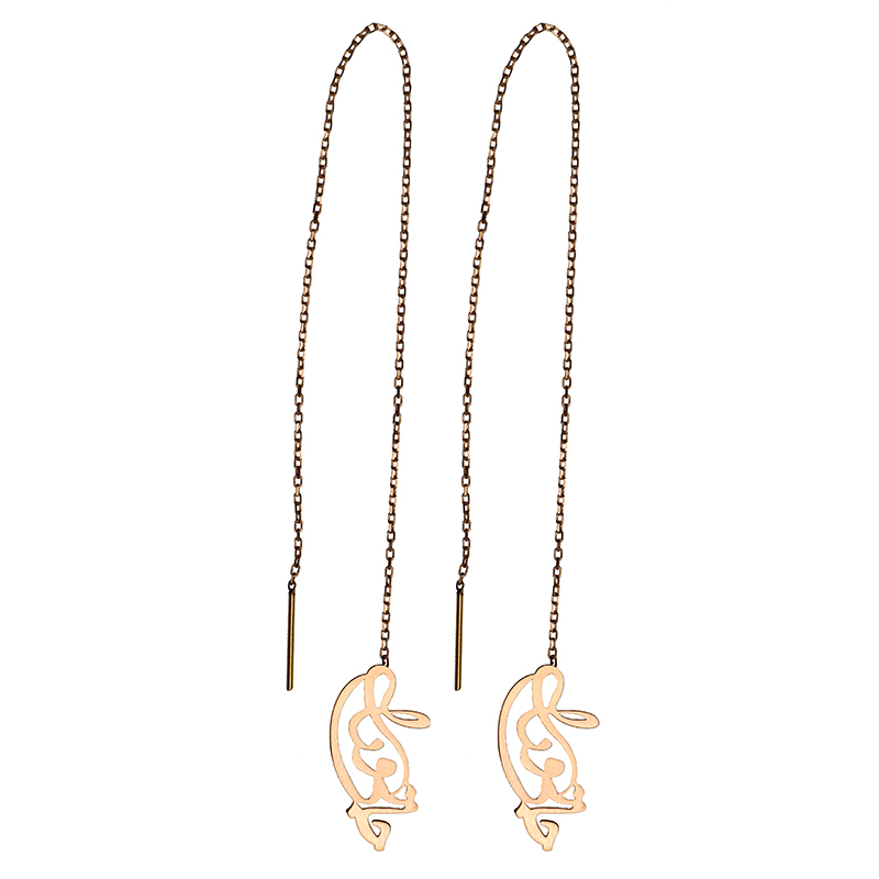 گوشواره طلا 18 عیار زنانه کرابو طرح جانی و دلی مدل Kr5050