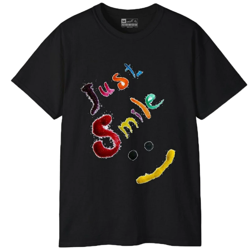 تی شرت آستین کوتاه مردانه پاد آفرین مدل کلمه انگلیسی شکلک استیکر کد 186