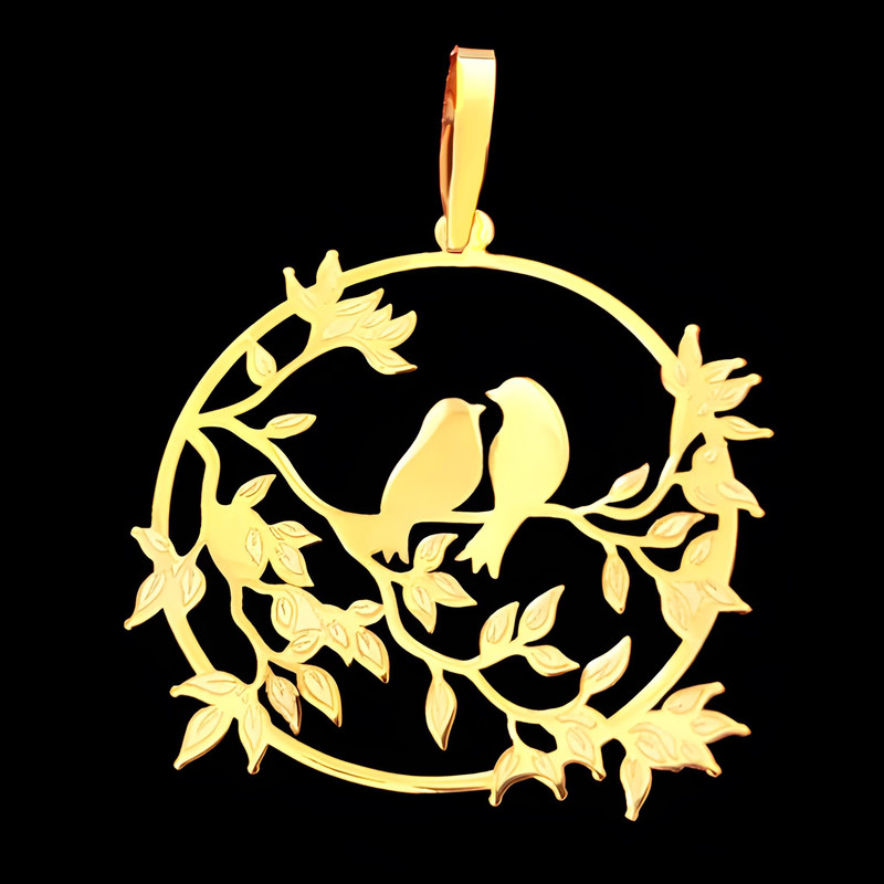 آویز گردنبند طلا 18 عیار زنانه مدل پرنده و شاخه