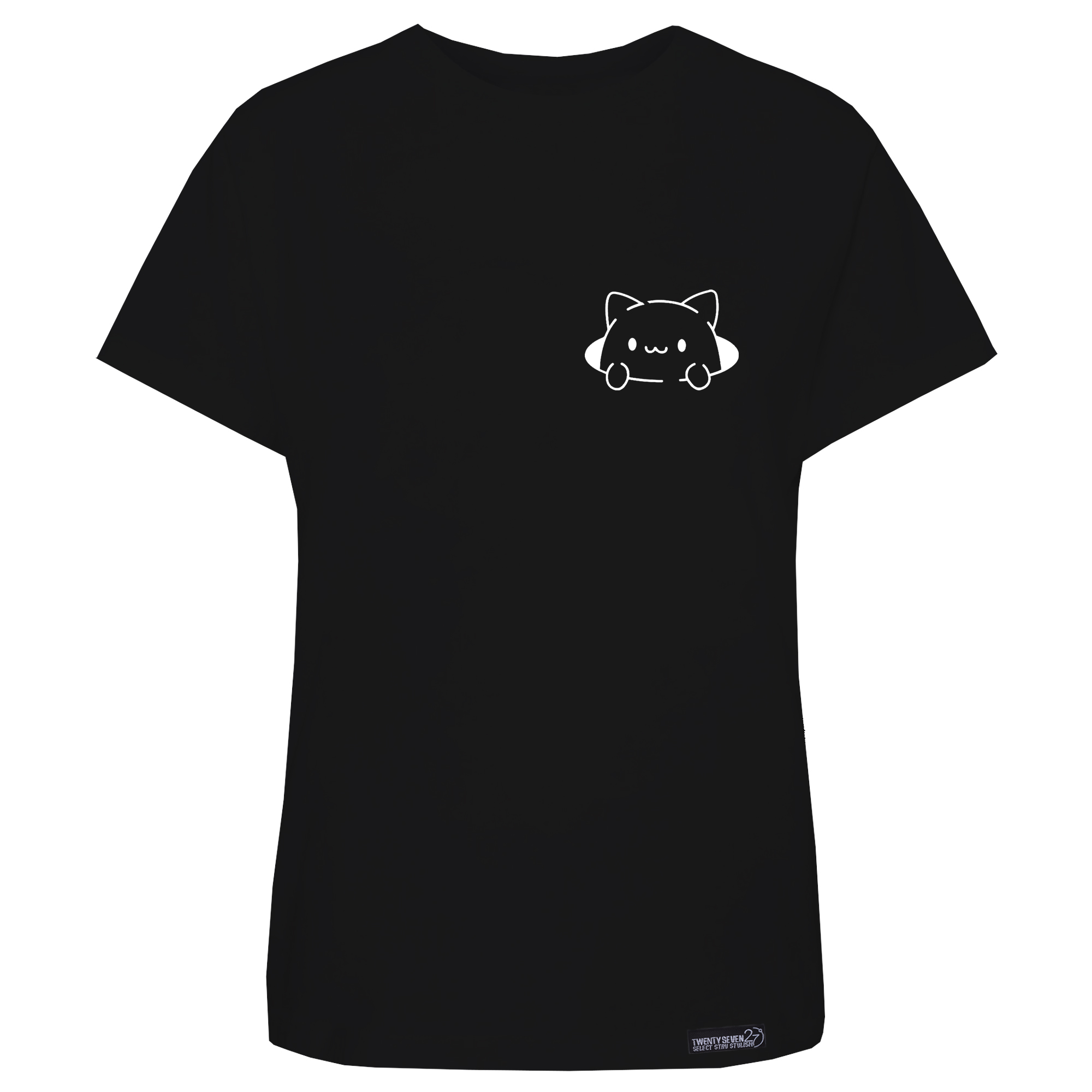 تی شرت آستین کوتاه زنانه 27 مدل  گربه کد WN1219 رنگ مشکی