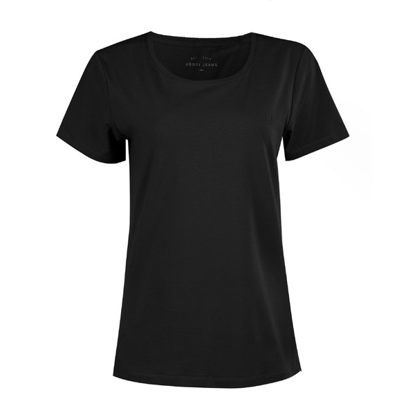 تی شرت آستین کوتاه زنانه جوتی جینز مدل یقه گرد کد 1551344 رنگ مشکی