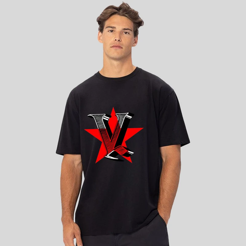 تیشرت آستین کوتاه مردانه پنبه دورو طرح V STAR
