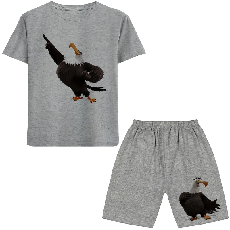 ست تی شرت آستین کوتاه و شلوارک پسرانه مدل عقاب N40