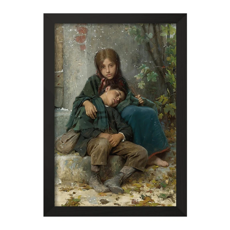 تابلو خندالو مدل نقاشی بیرون در سرما اثر لئون ژان باسیل پررو کد F12371