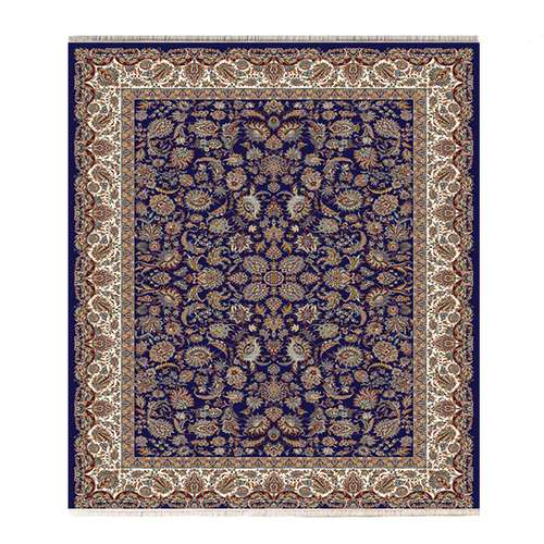 فرش ماشینی فرش مشهد کد 722230 زمینه سرمه ای