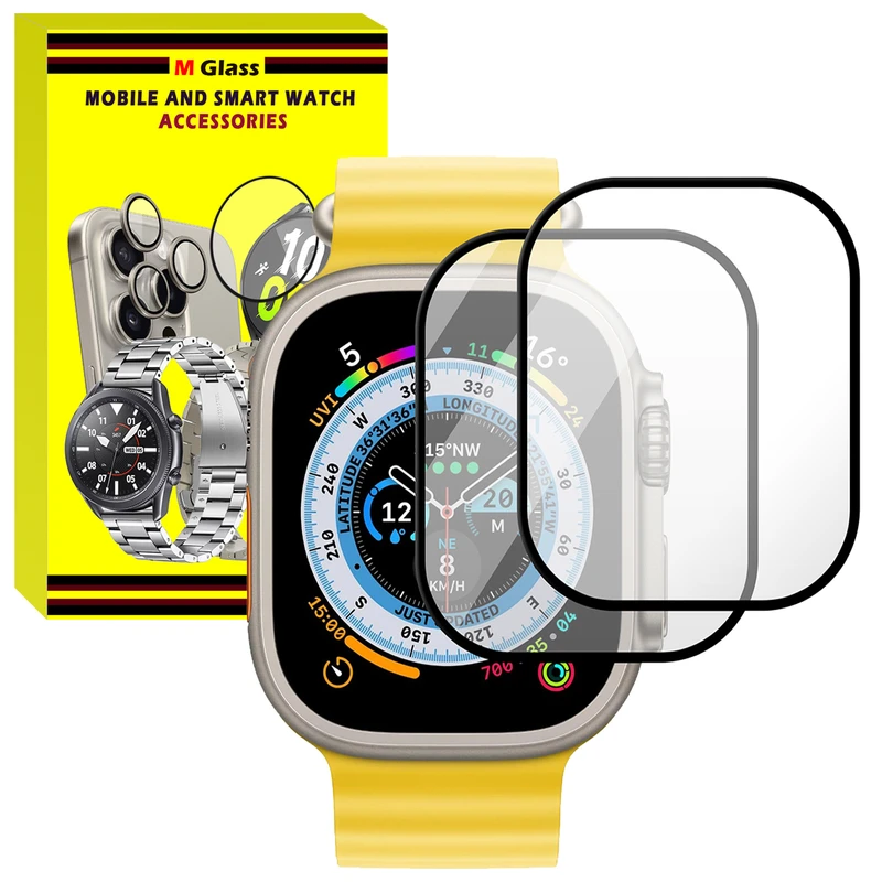 محافظ صفحه نمایش نانو ام‌گلس مدل GLS_Pmma مناسب برای اپل واچ  سایز 49 میلی متری سری Ultra بسته دو عددی