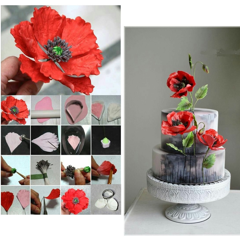 سیلیکون قالب گیری به گز مدل گل شقایق مجموعه 3 عددی