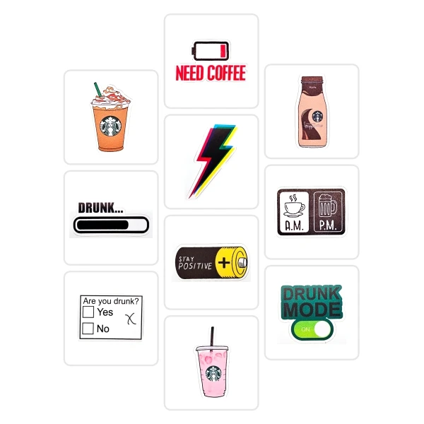 استیکر لپ تاپ طرح قهوه بسته 10 عددی