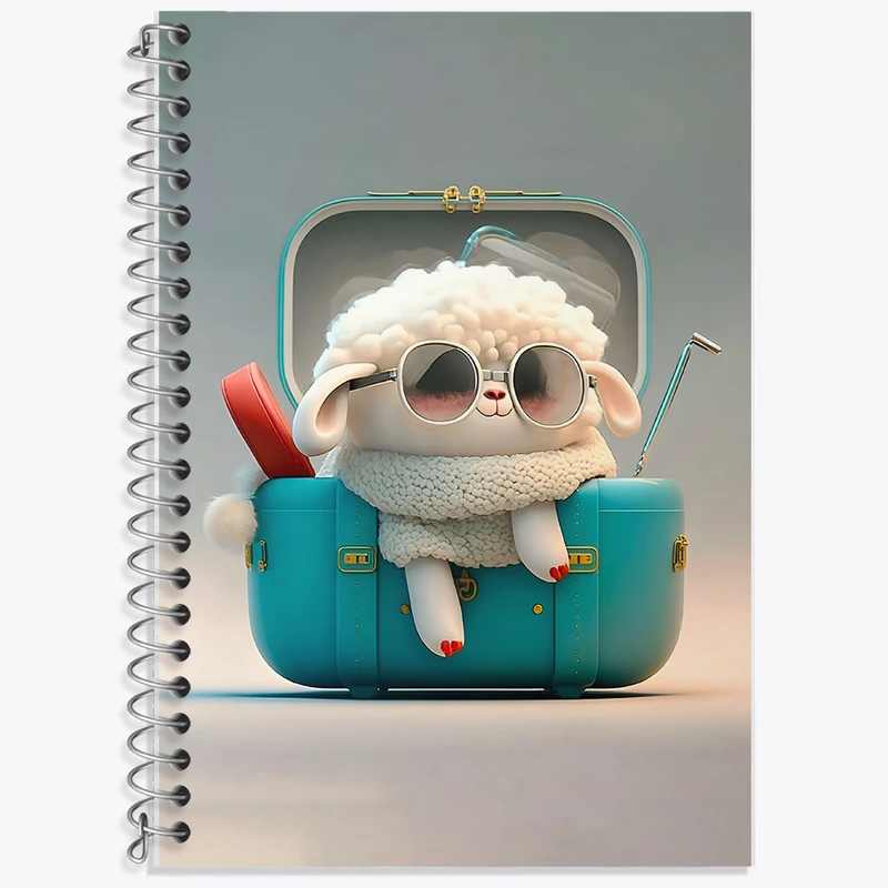 دفتر زبان 50 برگ خندالو مدل سه خط طرح گوسفند کیوت کد F5698