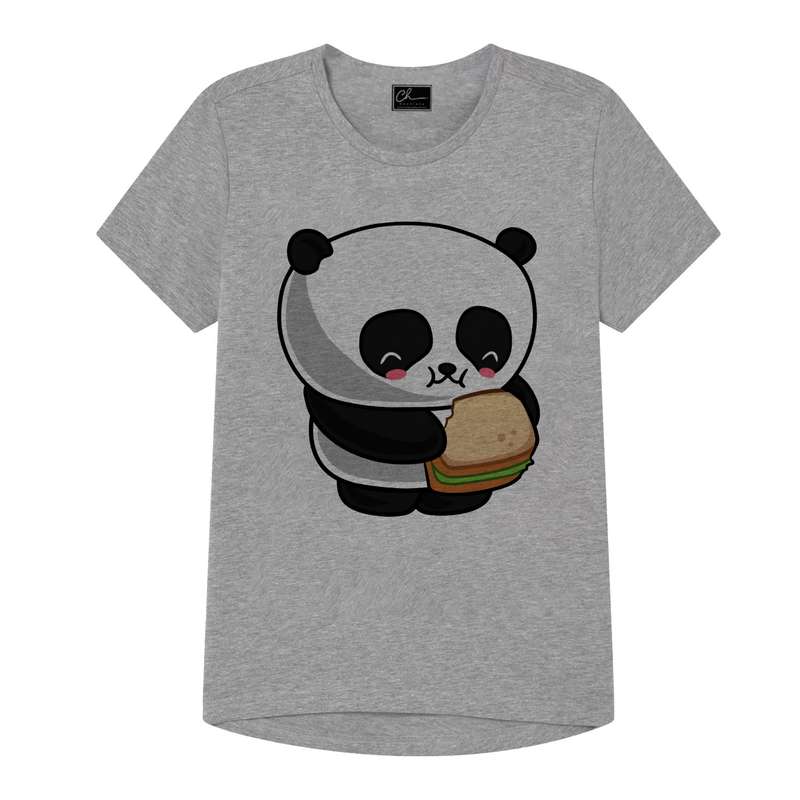 تی شرت دخترانه مدل CUTE PANDA کد J14 رنگ طوسی