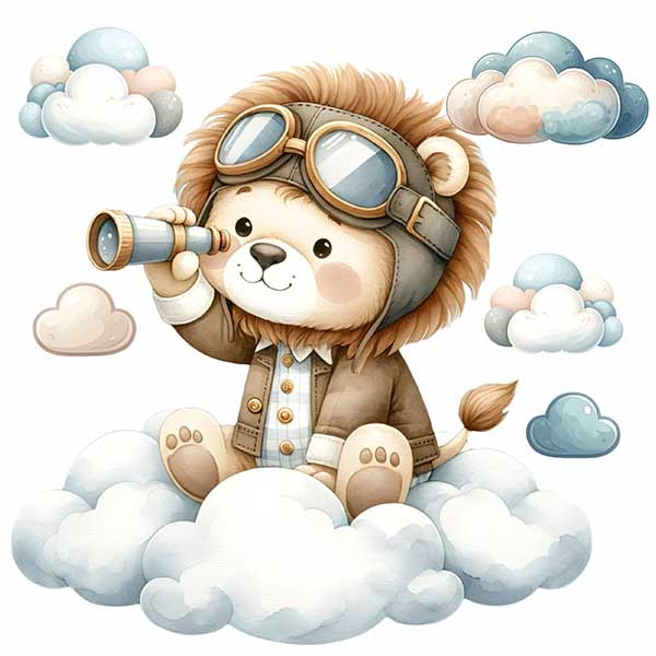 استیکر دیواری کودک راتیانا مدل رویای شیر خلبان