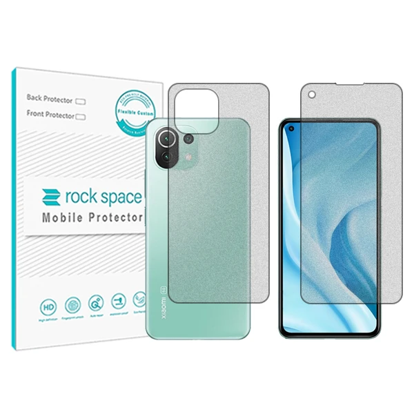 محافظ صفحه نمایش مات راک اسپیس مدل HyMTT مناسب برای گوشی موبایل شیائومی Mi 11 Lite 5G به همراه محافظ پشت گوشی 