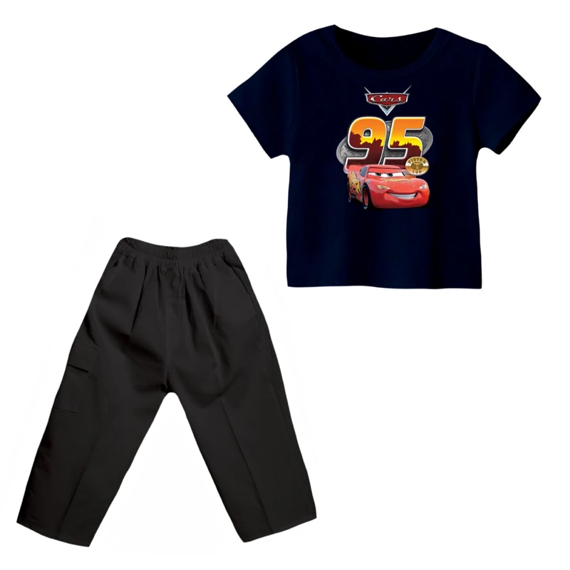 ست تی شرت و شلوارک پسرانه مدل ماشین ها کد 5