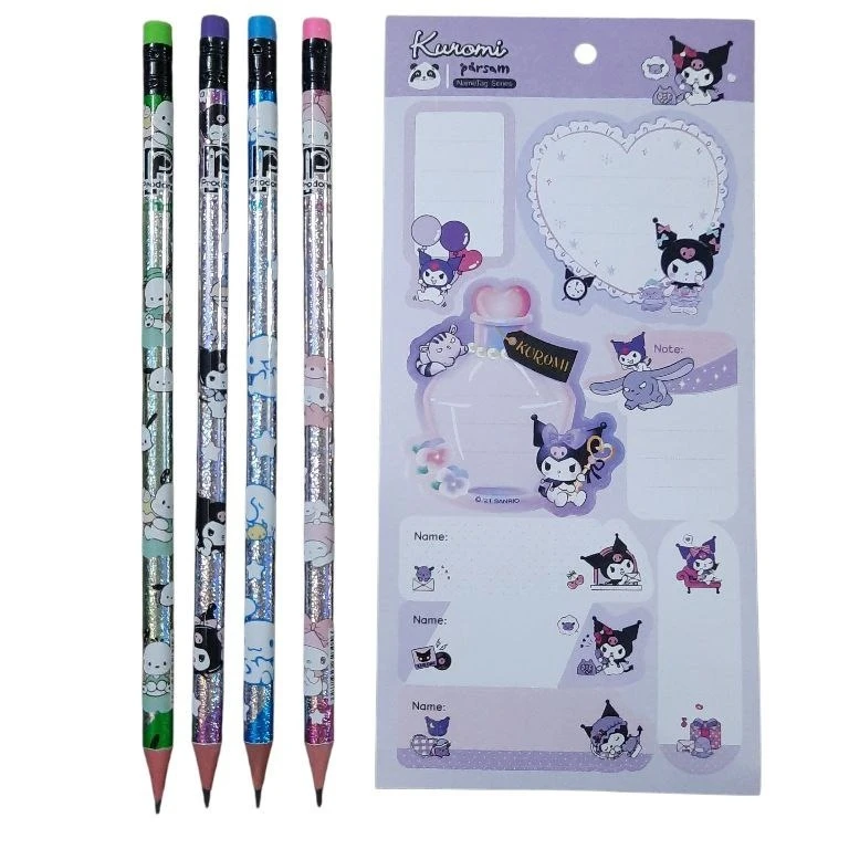 مداد مشکی پرودون با درجه سختی HB مدل شاین دار طرح کرومی و دوستان کد mn023 بسته 5 عددی