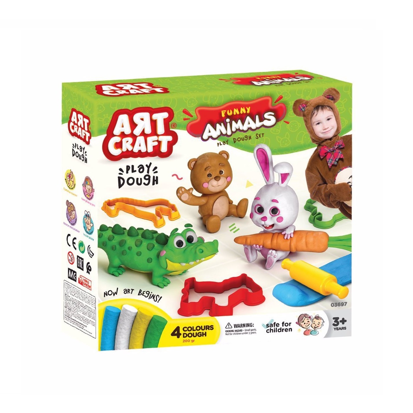 خمیر بازی مدل Funny Animals Play Dough Set کد 03697 مجموعه 11 عددی