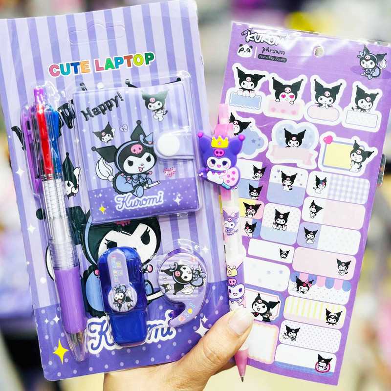 بسته لوازم تحریر مدل کرومی عروسکی مجموعه 6 عددی