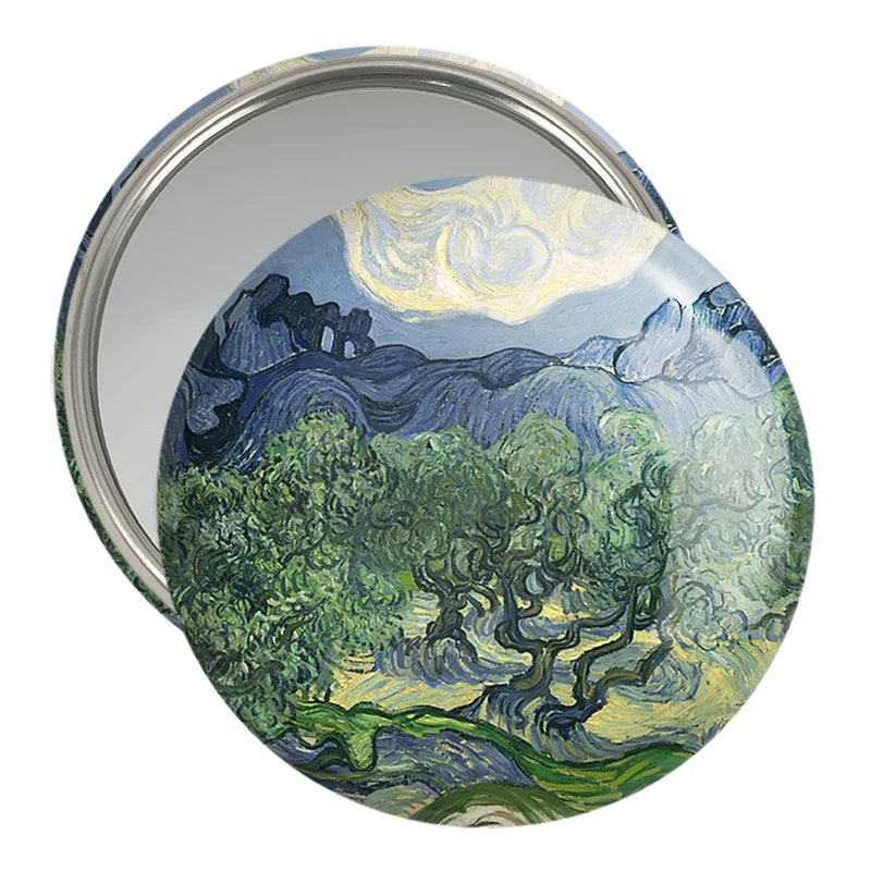 آینه جیبی خندالو مدل نقاشی درختان زیتون اثر ونسان ونگوگ کد 25466