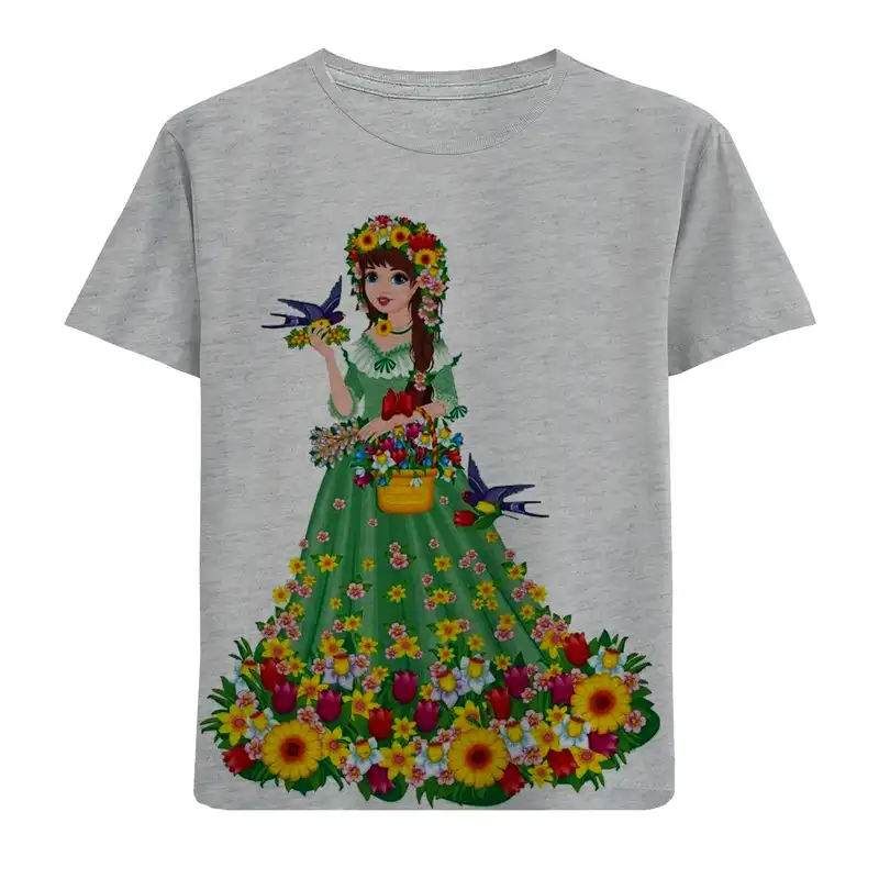 تی شرت آستین کوتاه بچگانه مدل دخترگلی کد F507