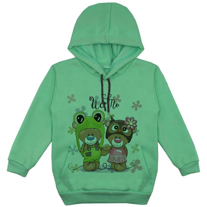 هودی دخترانه مدل خرس عاشق F39 رنگ سبز