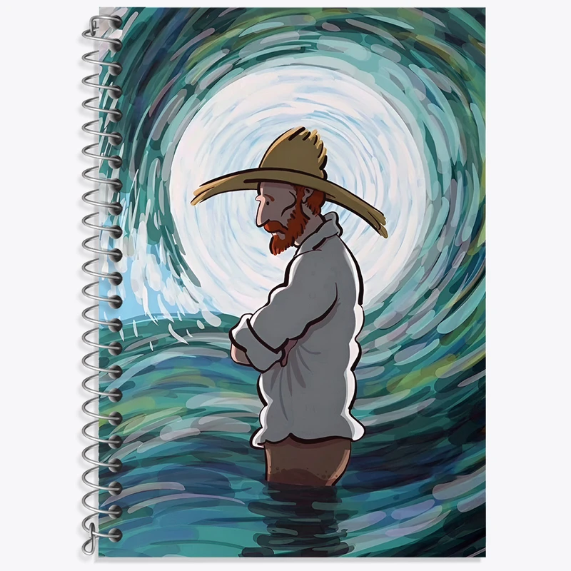 دفتر زبان 50 برگ خندالو مدل دو خط طرح ونسان ونگوگ کد N5130