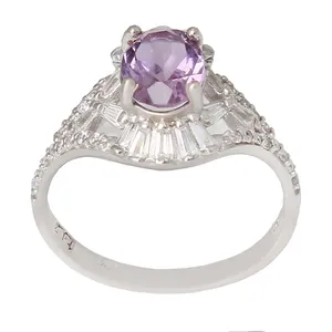 انگشتر نقره زنانه مدل سنگ آمیتیست تراش جواهری کد AWR_927