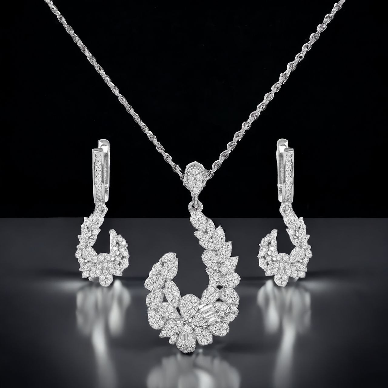 نیم ست نقره زنانه مدل جواهری 0142