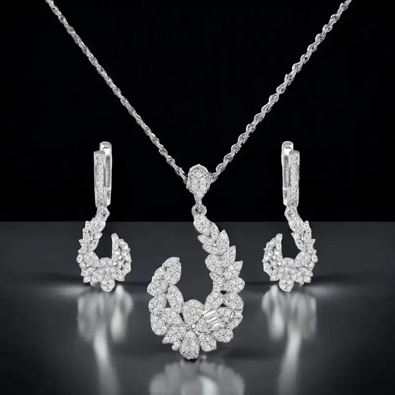 نیم ست نقره زنانه مدل جواهری 0142