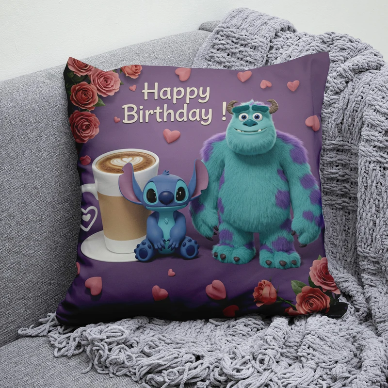 کوسن پاد آفرین مدل تولدت مبارک طرح سالیوان و استیچ  کد  B1402