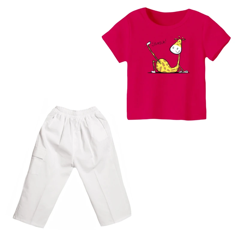 ست تی شرت و شلوارک دخترانه مدل زرافه کد 20