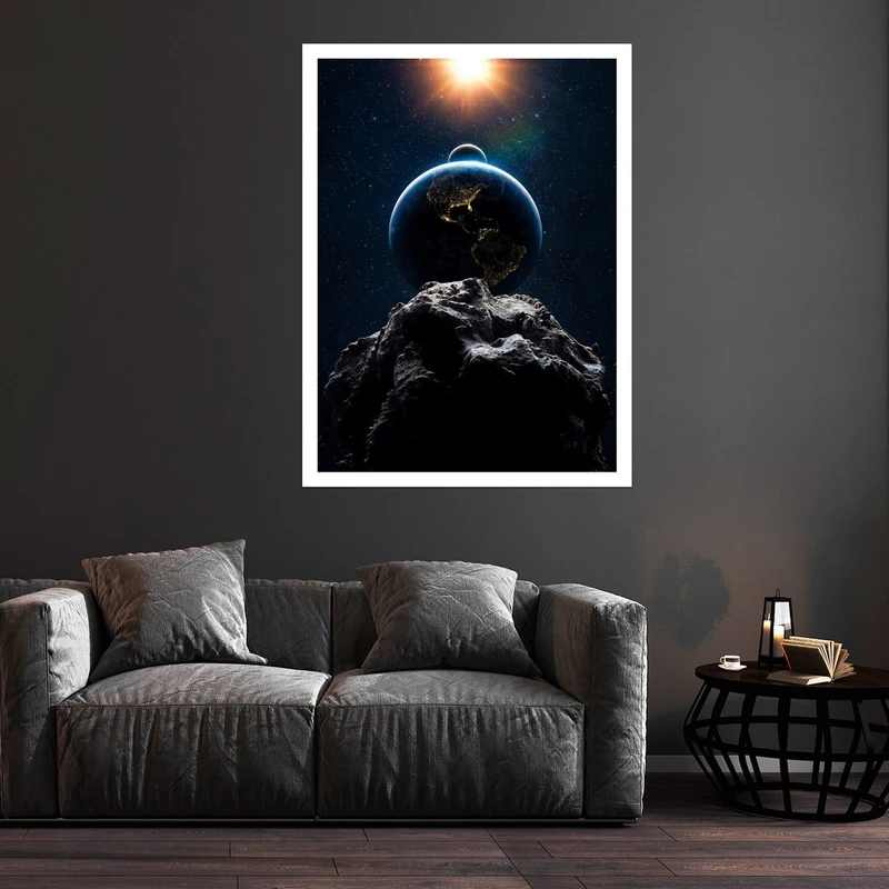 تابلو بکلیت طرح شهاب سنگ و زمین مدل قاب شاسی W-S8228