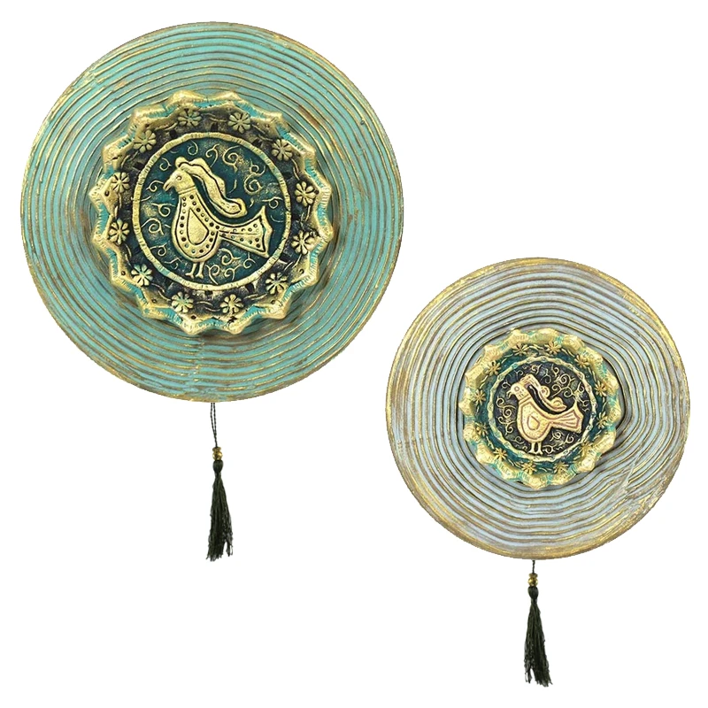 بشقاب دیوارکوب سفالی طرح پرنده کد 24-21 مجموعه 2 عددی