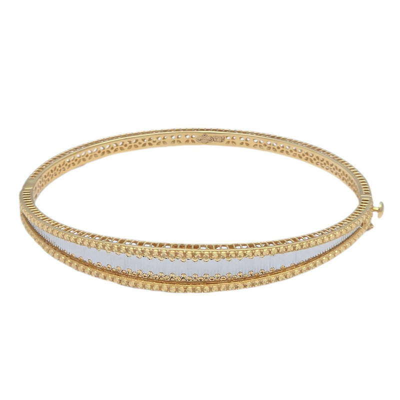 دستبند النگویی طلا کم اجرت 18 عیار زنانه طلا و شمش برلیان مدل آوا