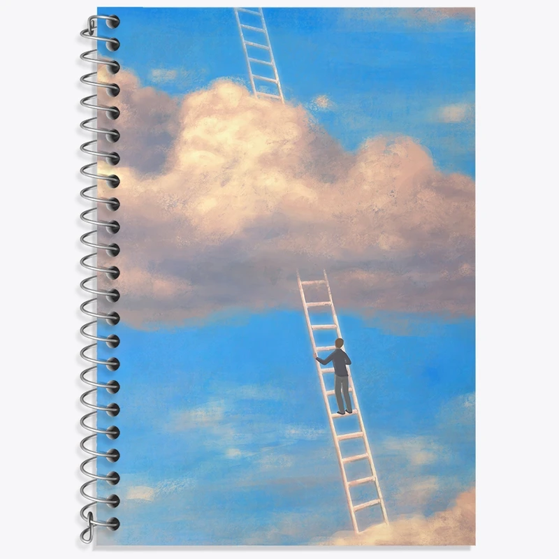 دفتر زبان 50 برگ خندالو مدل دو خط طرح نردبان موفقیت کد N889