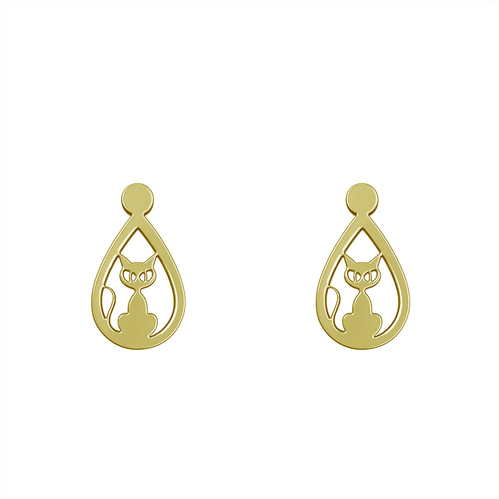 گوشواره طلا 18 عیار زنانه مدوپد مدل گربه کد GA1-13663