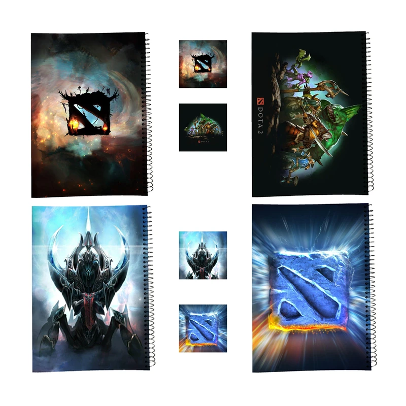 دفتر مشق 100 برگ  مدل M1 طرح بازی دوتا به همراه برچسب مجموعه 8 عددی