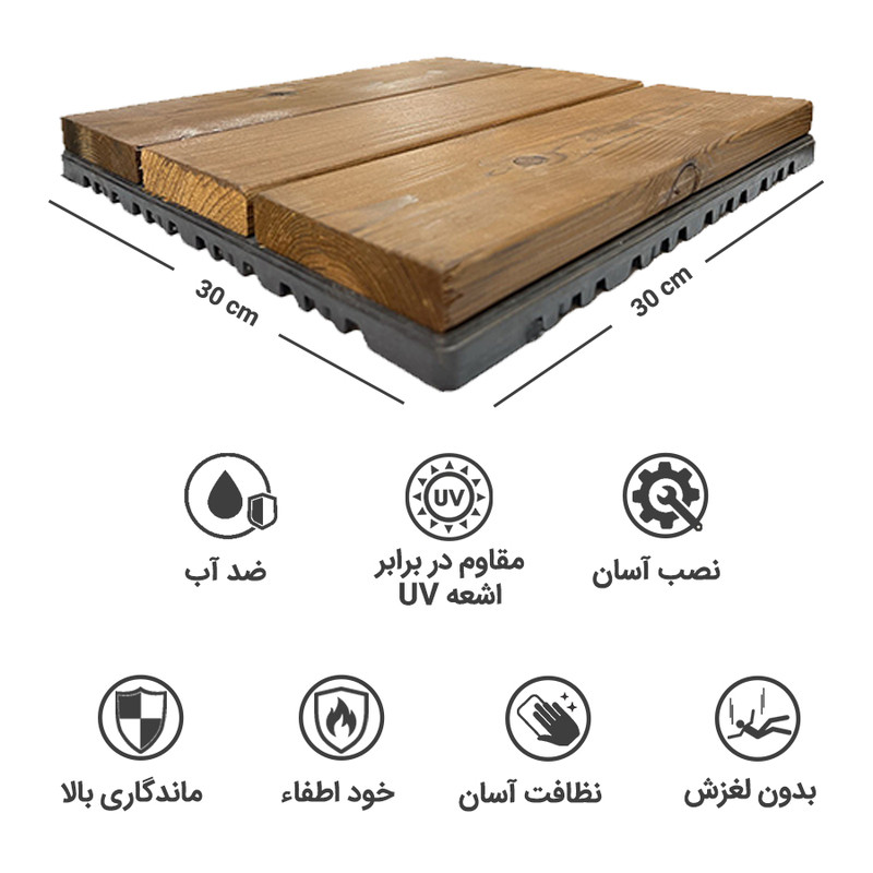کفپوش مدل تایل ترموود سه ردیفه سایز 30x30 سانتی متر بسته 6 عددی کفپوش مدل تایل ترموود سه ردیفه سایز 30x30 سانتی متر بسته 6 عددی