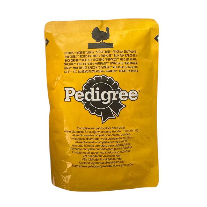 پوچ سگ پدیگری مدل تکه های بوقلمون وزن ۱۰۰ گرم