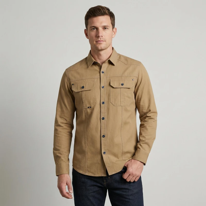 پیراهن آستین بلند یقه برگردان مردانه پایتی جامه مدل مارون کد 20867315