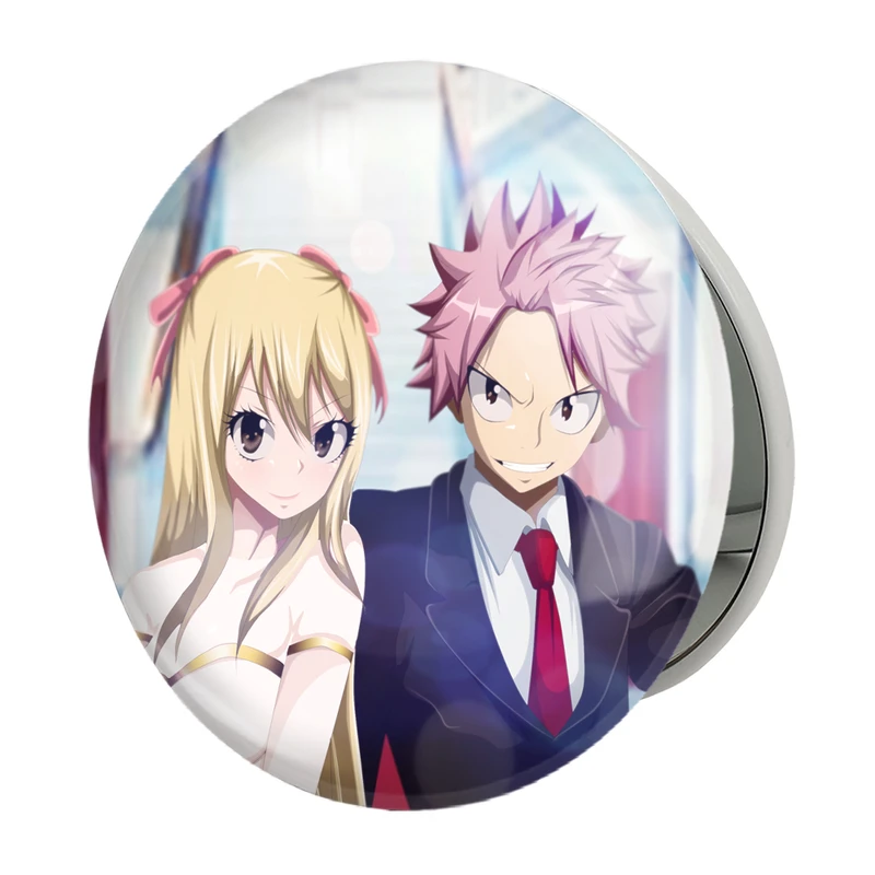 آینه جیبی خندالو طرح ناتسو و لوسی انیمه فری تیل Fairy Tail مدل تاشو کد 16479 