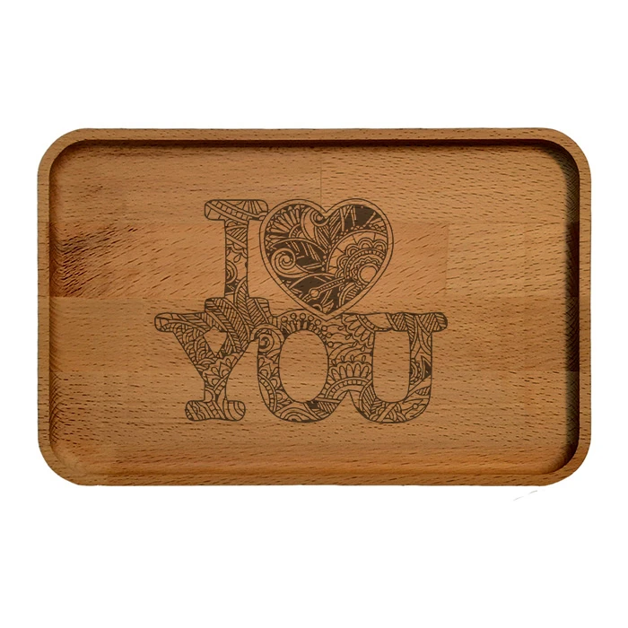 سینی چوبی مدل I Love You 2137