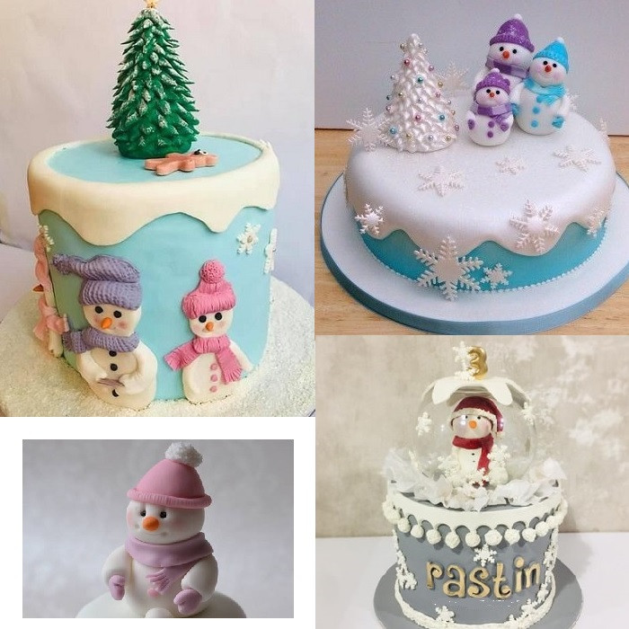 قالب فوندانت به گز مدل آدم برفی