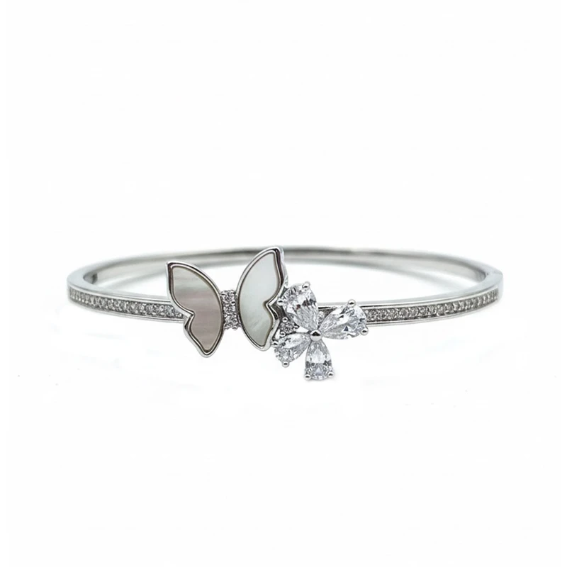 دستبند النگویی زنانه مدل گل و پروانه کد 241